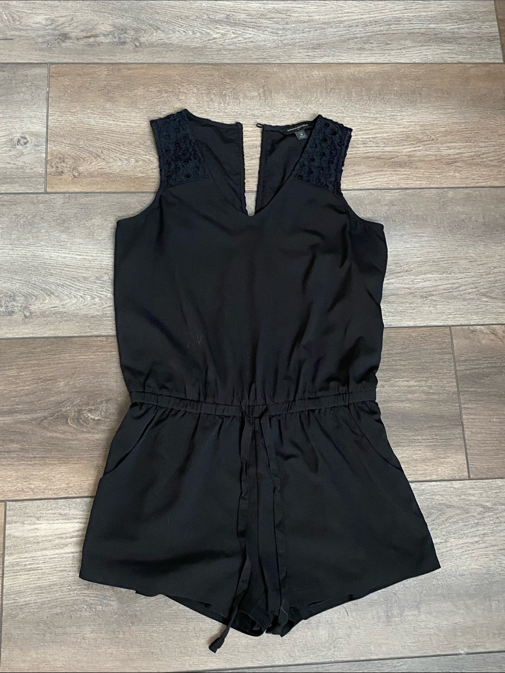 Banana Republic Black Lace Yoke Sleeveless Romper